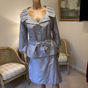 Terri Jon 100% Silk Gray Women’s Two Piece Suit, NWT, Size 16, Plus